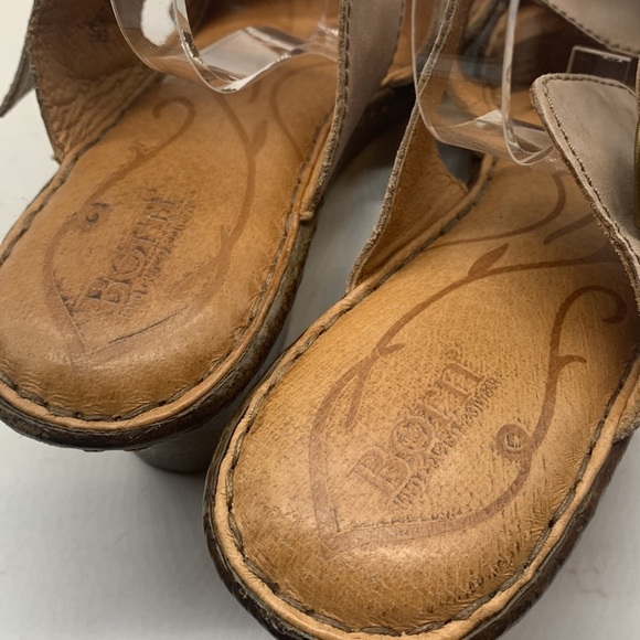 Born Light Brown leather wedge sandals Sz 11. MCW0657A - Picture 4 of 8